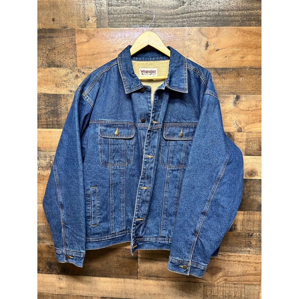 Wrangler Rugged Wear Mens Sherpa Lined Denim Jacket Size 2X